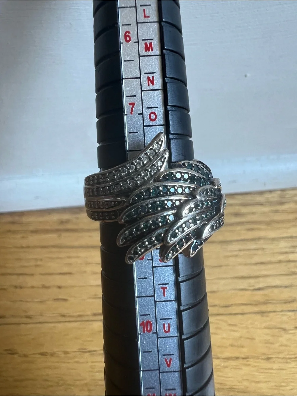 925 Sterling Silver 2 tone Sparkling diamond Wave  Ring